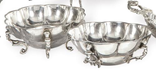  Pareja de vacia bolsillos de plata española punzonada 1ª Ley con marca comercial de Aldao.