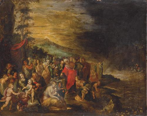  TALLER DE FRANS FRANCKEN II S. XVII - Los israelitas cruzando el mar rojo