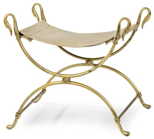  Taburete Curule de estilo clásico para Maison Jansen, Francia 1950-1960