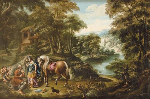 Lote 0082
ATRIBUIDO A VALERO IRIARTE - Erminia llegando a casa de los pastores