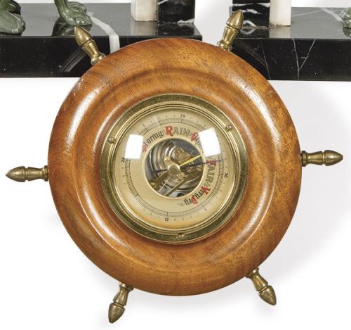  Pequeño barómetro inglés de roble en forma de timón h. 1950-60.