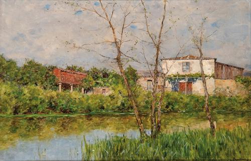 Lote 0095
SERAFÍN AVENDAÑO - Rincón de Tomillo con casa, hórreo y río