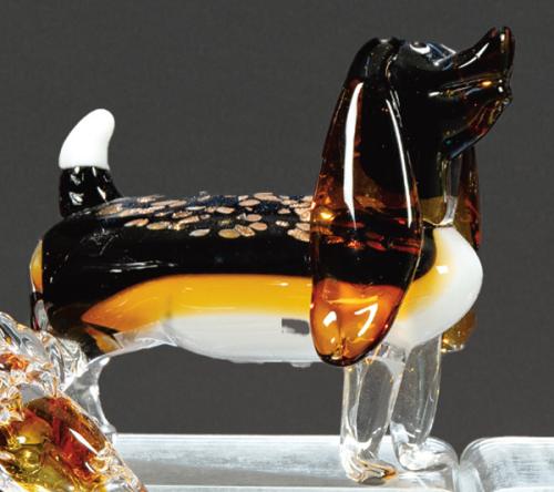  "Perro Salchicha" en cristal de Murano con inclusión de aventurina.