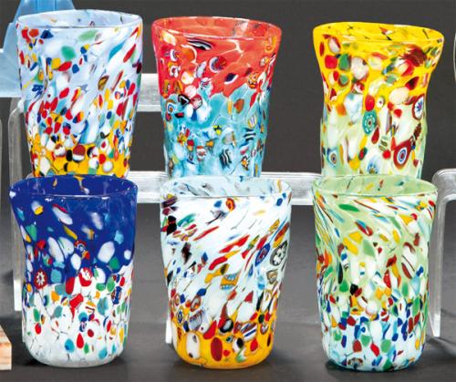  Seis vasos de Murano de colores