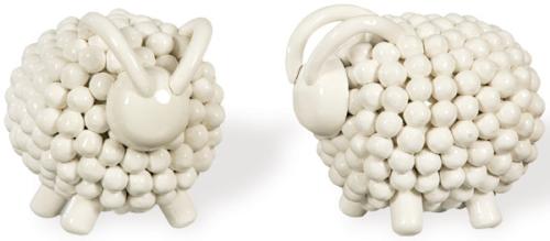  Pareja de figuras de ovejas en cerámica esmaltada en blanco de Bassano.
Italia, S. XX