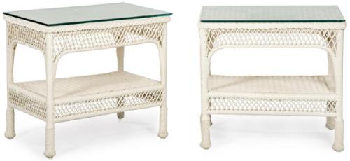  Conjunto de cuatro mesas auxiliares rectangulares en ratán