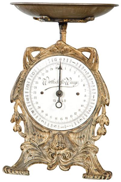  Balanza alemana para 15 kilos Wirthschafts-Waage h. 1900 en hierro forjado.