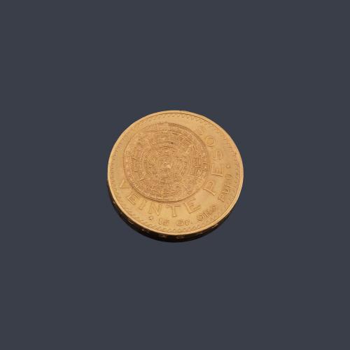  Moneda de 20 pesos Mexicanos en oro de 22K.