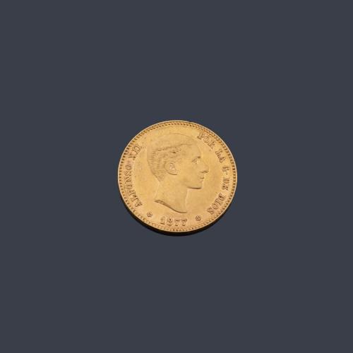  Alfonso XII 25 pesetas, Madrid 1877 DEM.