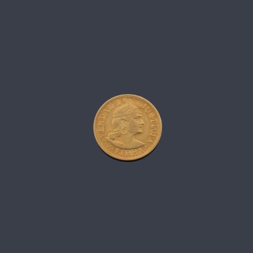  Moneda República Peruana, 1/2 libra en oro de 22 K