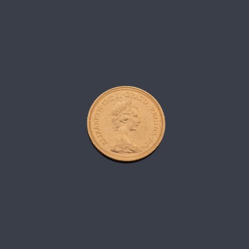  Moneda de libra esterlina, Isabel II en oro de 22 K.