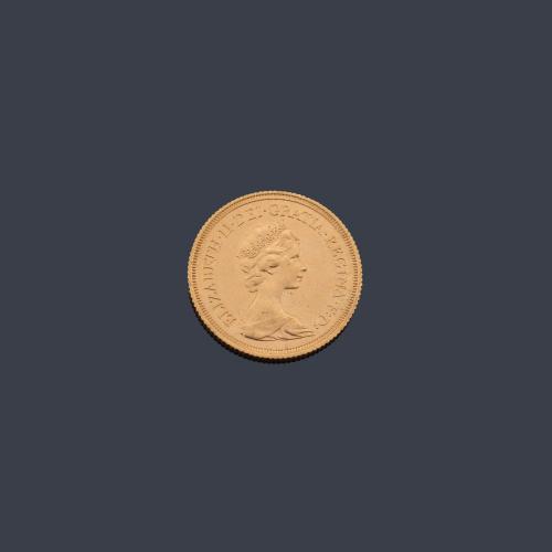 Moneda de libra esterlina, Isabel II en oro de 22 K.