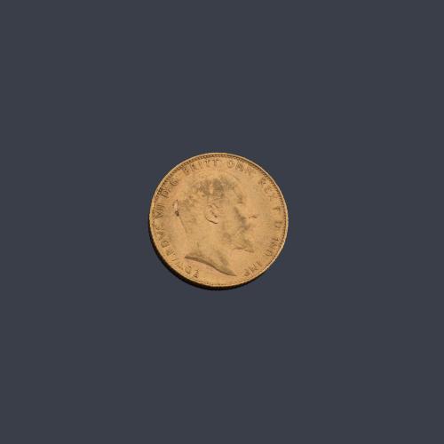  Moneda de libra esterlina, Eduardo VII en oro de 22 K.