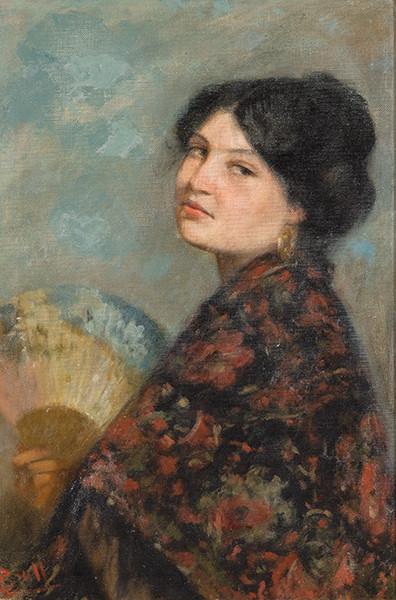 Lote 0205
JUAN BRULL Y VINYOLAS - Joven con abanico