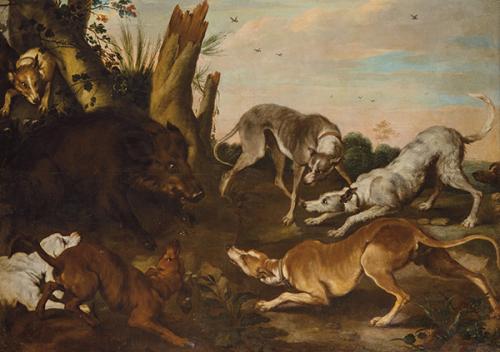 Lote 0085
SEGUIDOR DE PAUL DE VOS S. XVIII - Escena de caza con jabalí