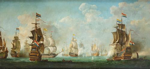 Lote 0100
ESCUELA ESPAÑOLA S. XIX-XX - Batalla naval Armada española y neerlandesa