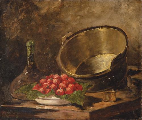 Lote 0102
ESCUELA FRANCESA S. XIX - Bodegón con fresas