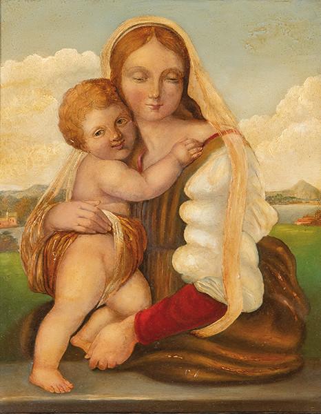 Lote 0103
DESPUÉS DE RAFAEL DE URBINO S. XIX - Virgen con el Niño