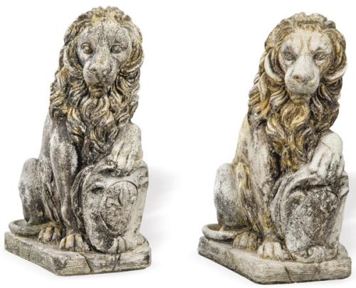 Lote 1477
Pareja de leones sentados de arenisca para jardín