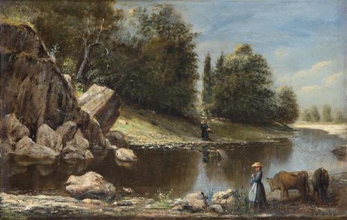 Lote 0117
CHERUBINO PATA - Paisaje con lago