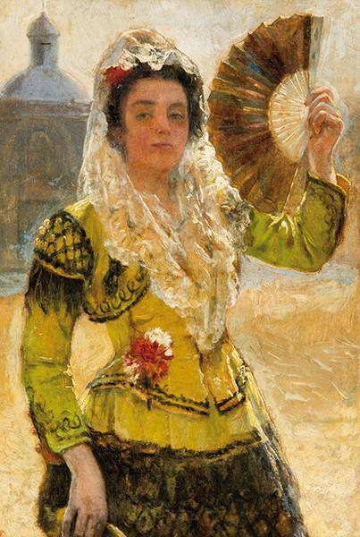 Lote 0147
ESCUELA ESPAÑOLA S. XIX - Dama con abanico