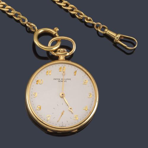 Lote 2542
PATEK PHILIPPE, reloj lepin ref. 652/001 con caja en oro amarillo de 18 K y leontina. Con estuche y documentación.