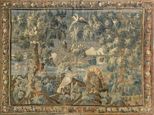 Lote 1079
Tapiz Royal Aubusson manufactura de Felletin realizado en lana y seda. Firmado NR de Feotma
Francia, último tercio S. XVII