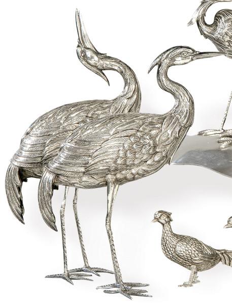 Lote 1110
Pareja de garzas de plata española punzonada 1ª Ley de Pasgorcy.