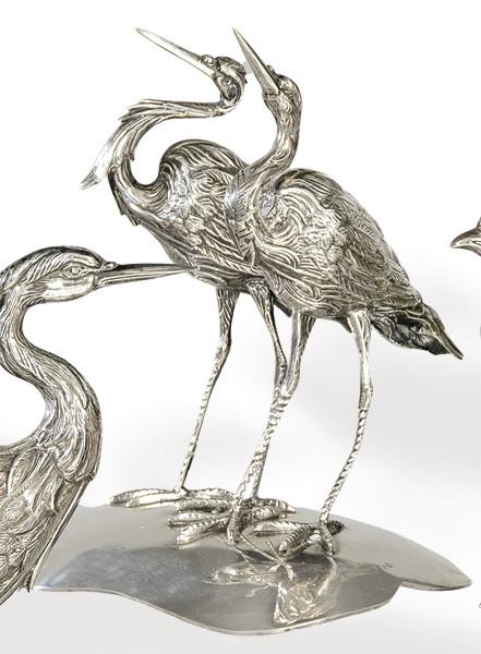 Lote 1111
Pareja de garzas de plata española punzonada 1ª Ley.