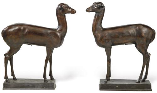 Lote 1194
Fundición Chiurazzi, Nápoles (1895-1939)
"Pareja de Gamos" en bronce con pátina de cobre.