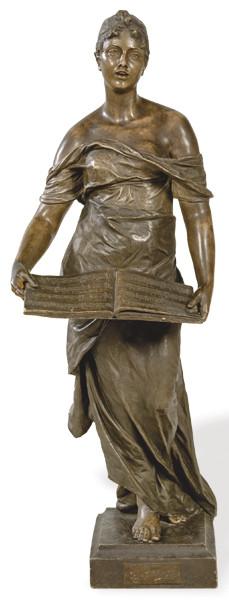 Lote 1196
Siguiendo a Edmund Klotz (Austria 1888-1947)
"La Chanson"
Escultura en terracota patinada.
