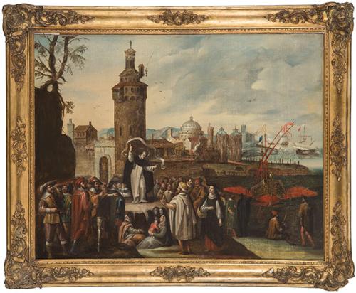 Lote 0082
ESCUELA ESPAÑOLA S. XVII - Predicación de San Vicente Ferrer