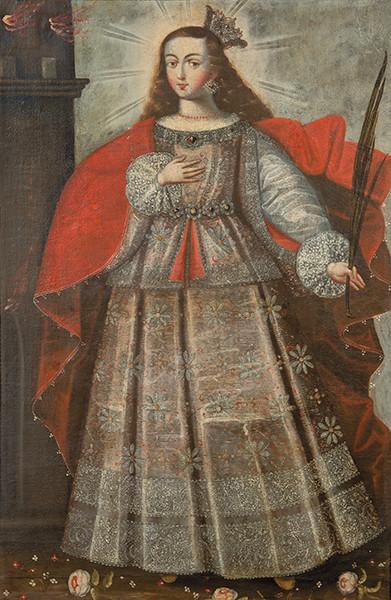 Lote 0091
ESCUELA CUZQUEÑA S. XVIII - Santa Bárbara