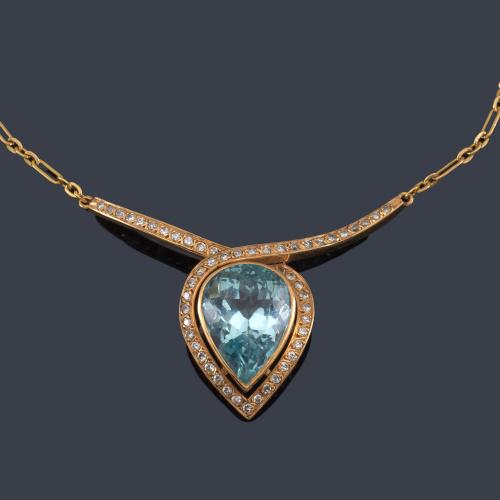 Gargantilla aguamarina con brillantes