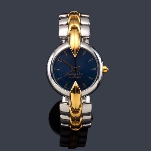 LONGINES Rodolphe de señora con caja y brazalete en acero y acero dorado.