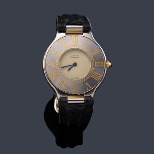  CARTIER Must 21 de señora con caja  en acero y oro de 18 K.