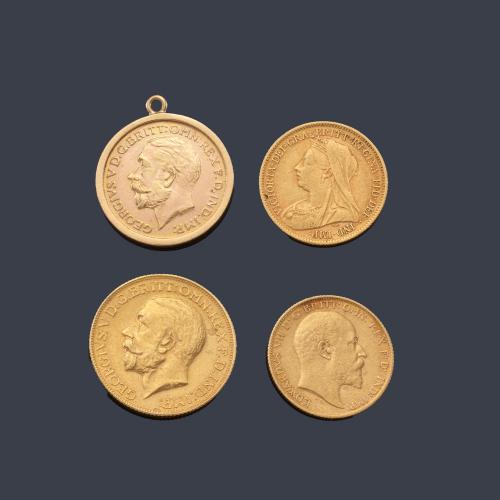  4 Monedas en oro de 22 K.