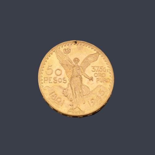  Moneda de 50 pesos Mexicanos en oro de 22K.