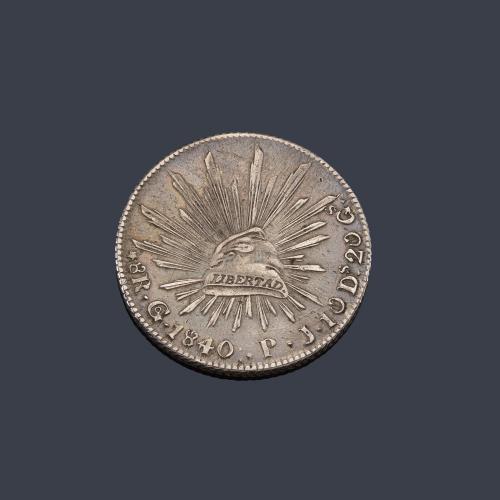  Moneda República de  Mexico 1840 en plata.