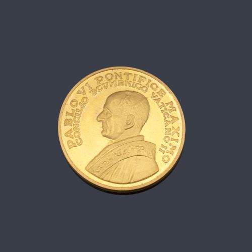  Moneda conmemorativa de Pablo VI en oro de 22 K.