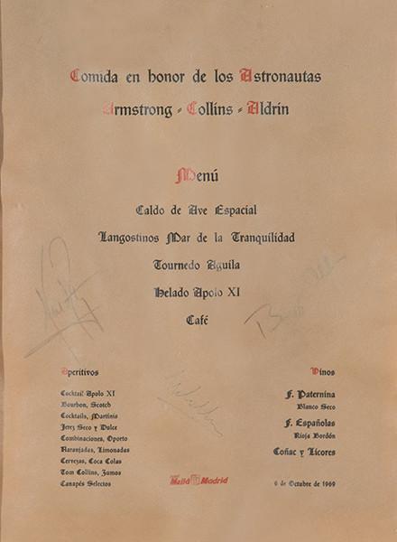  DOCUMENTACIÓN DE ÉPOCA - Comida en honor de los Astronautas Armstrong, Collins & Aldrin