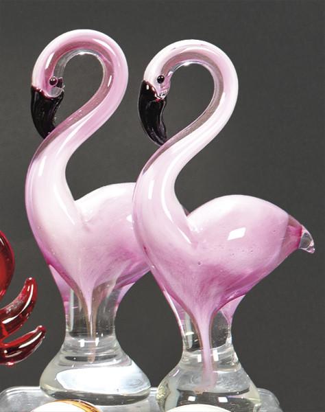  Pareja de flamencos de cristal de Murano