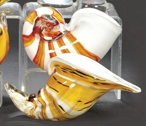  Nautilus y caracola ambar en cristal de Murano