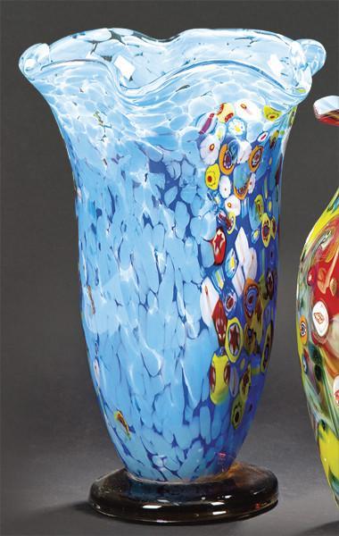  Jarrón de cristal de Murano con interior azul