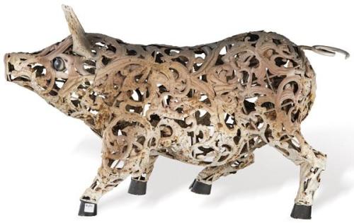  Cerdo calado de latón para jardín