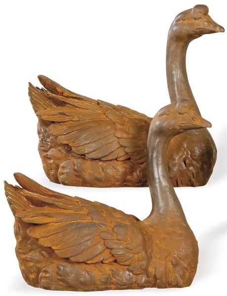  Pareja de patos de hierro colado para jardín.