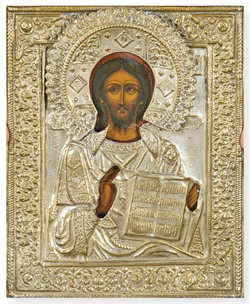  Icono Pantocrator con funda de plata
