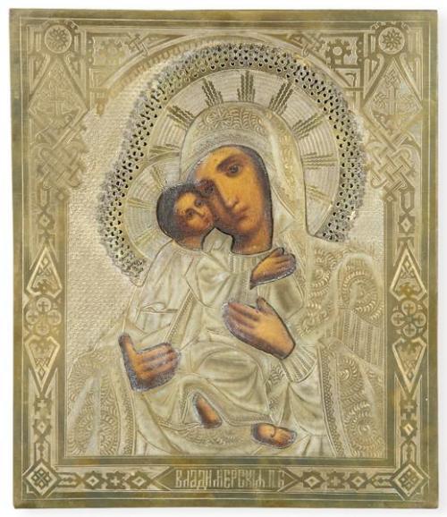  Virgen de Vladimir con funda de plata