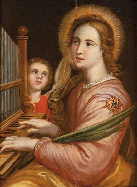  ESCUELA FLAMENCA S. XVII - Santa Cecilia con un ángel