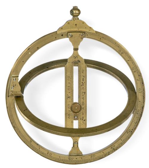  Reloj de sol equinoccial universal de latón dorado, Edward Nairne, Londres ff. S. XVIII.